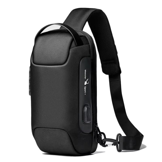 Men'S Usb Crossbody Bag Anti-Theft Shoulder Bags Waterproof Oxford Waist Bag Multifunction Short Travel Messenger Chest Pack
